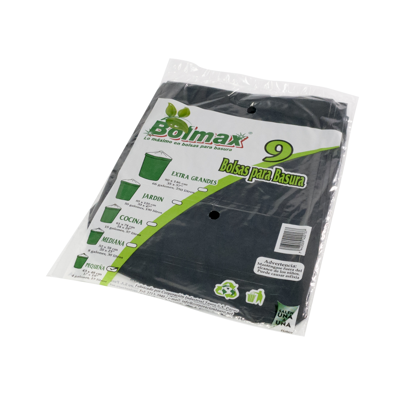 Bolsa BOLMAX Negra oxo-Bio Pequ 9Un B48 (43x48cm)